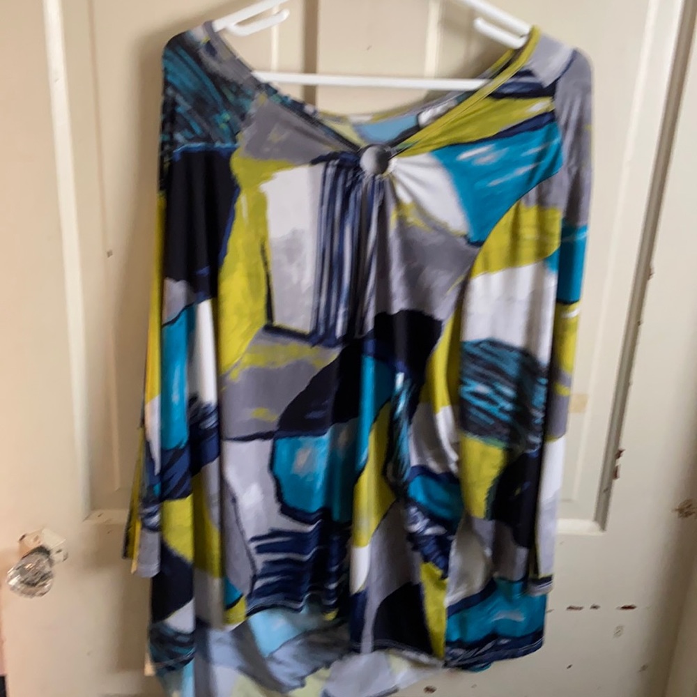 Avenue long sleeve top lime green/blue